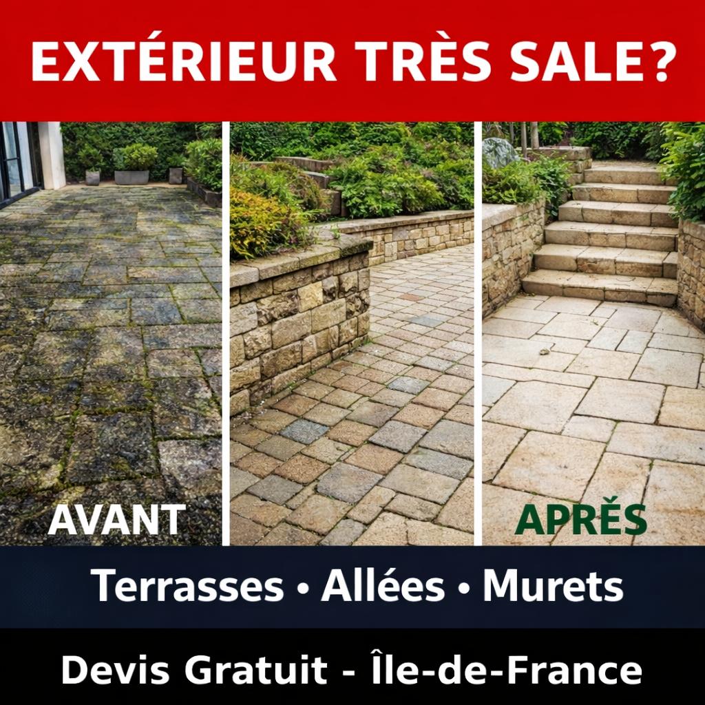 Avant après nettoyage extérieur (maison)
